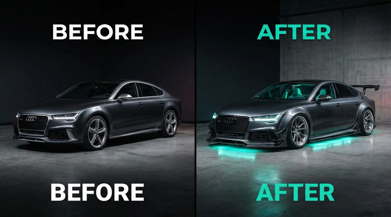 溏心汽车视频-改装前后对比视频